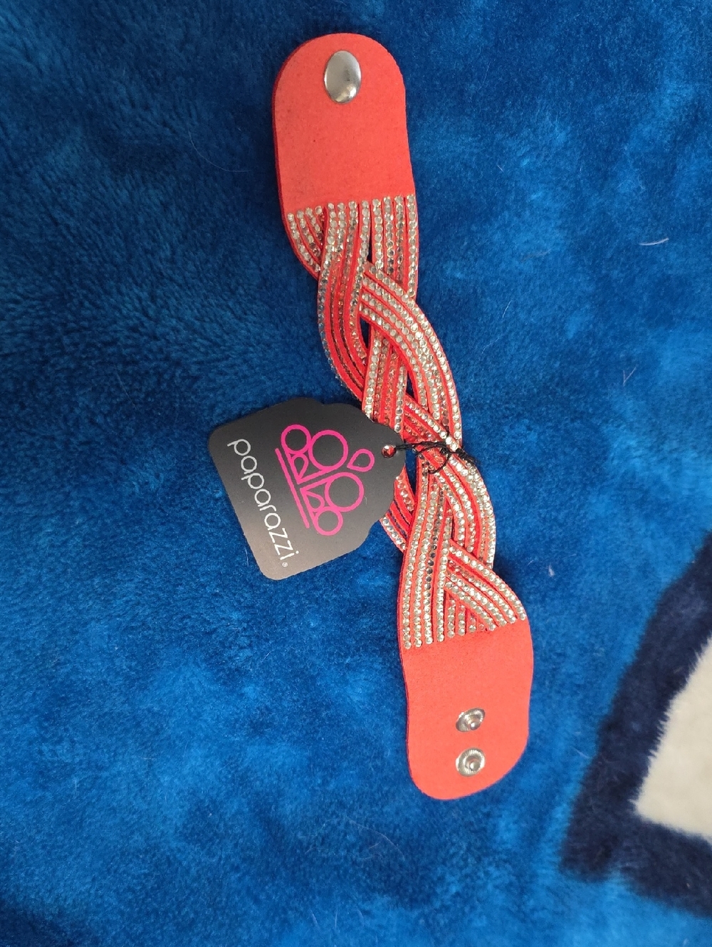 Paparazzi Coral Braided Crystal Snap Bracelet